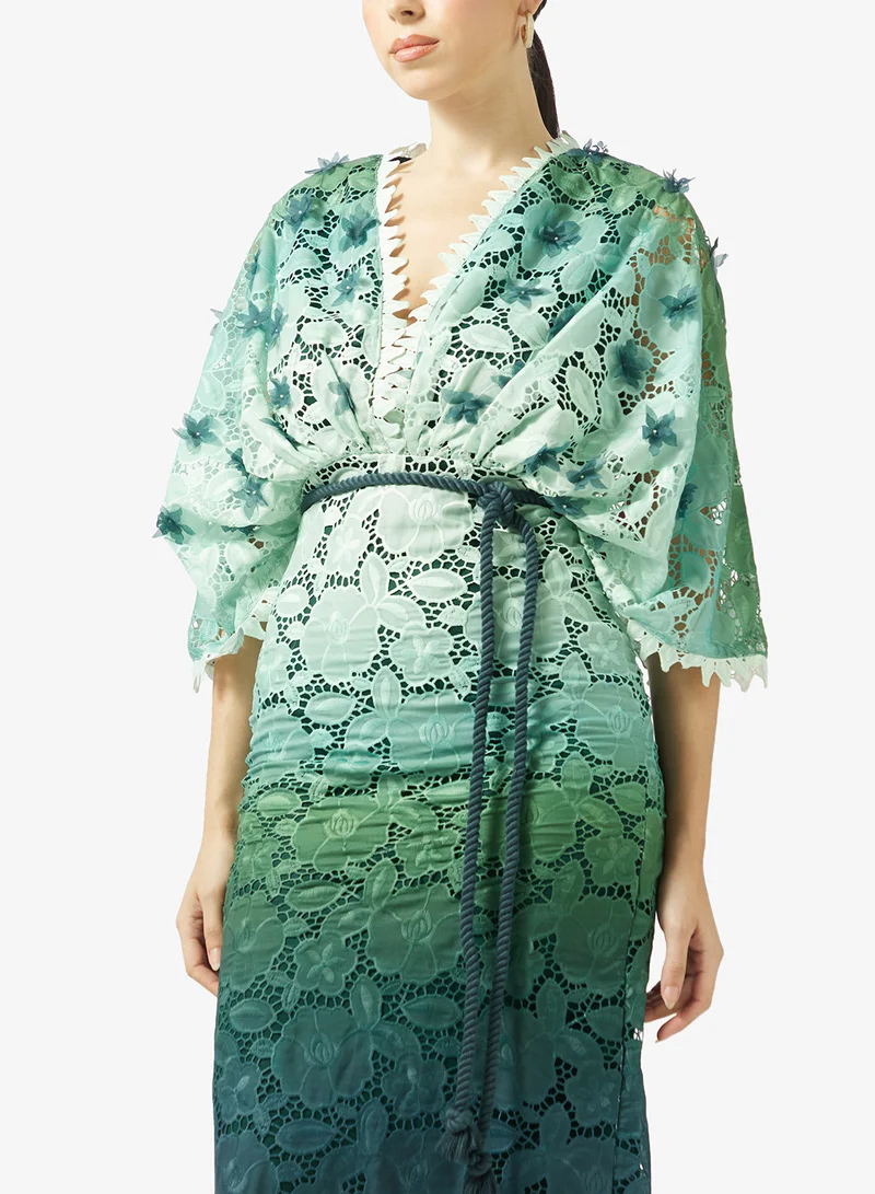 Threadz by Ajooni  Ombre Lace Midi Dress for Women | Best Price UAE